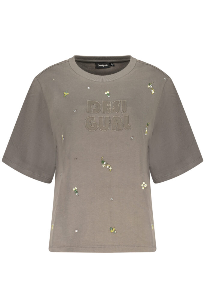 DESIGUAL WOMEN'S GRAY ZIPLESS SWEATSHIRT