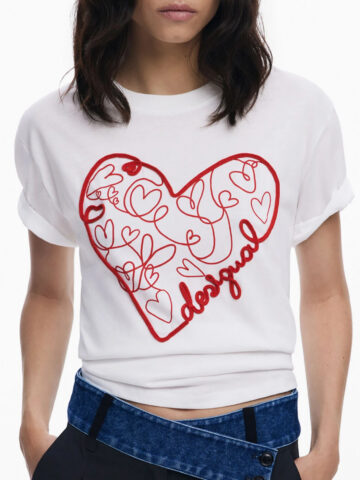 DESIGUAL WOMEN'S SHORT-SLEEVE T-SHIRT WHITE 25WWTK50_BI1000