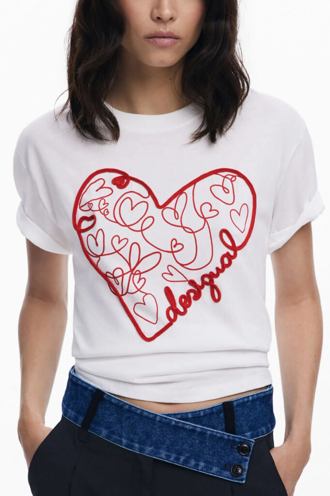DESIGUAL WOMEN'S SHORT-SLEEVE T-SHIRT WHITE 25WWTK50_BI1000