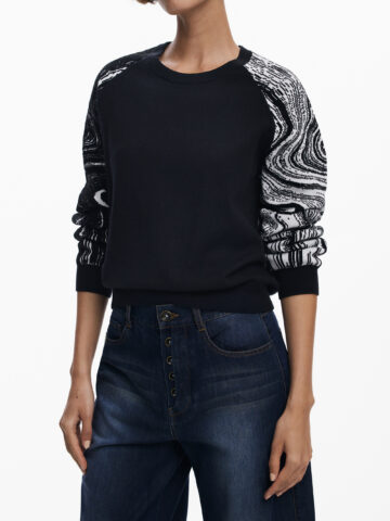 DESIGUAL WOMEN'S BLACK SWEATER 25WWJF28_NE2000