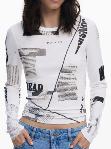 DESIGUAL WOMEN'S LONG-SLEEVED T-SHIRT WHITE